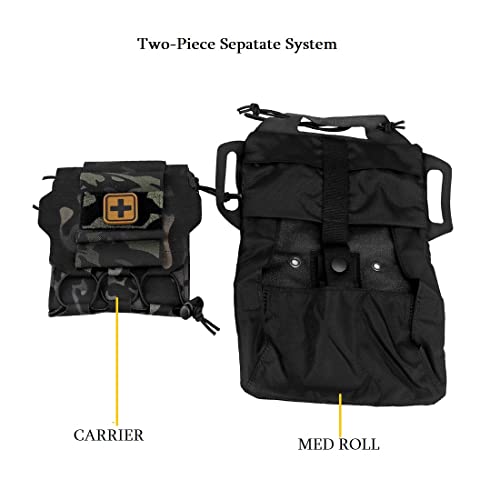 Tactical Military Pouch MOLLE Rapid First-aid Belt Pouch Survival Two-Piece System Med Roll Carrier Hypalon Handle Bag