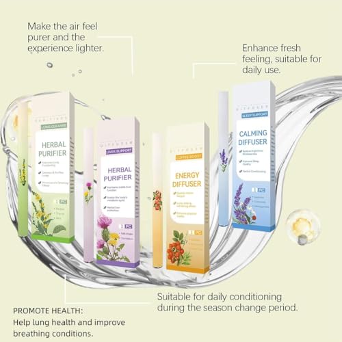 Pen Diffuser, Mullein Diffuser Pen, 5Pcs, Mullein Vapor Pens for Lungs, Improving Breathing and Oral Air Freshening 600 Uses, Mint Extract,Boost Focus,Reduce Fatigue &Stuffy Noses Instant Refreshment