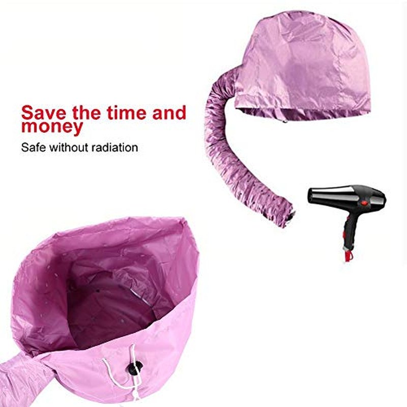 Portable Soft Hair Drying Bonnet with Adjustable Attachment for Hand Held Hair Dryer - Salon Baking Oil Mask (Pink)