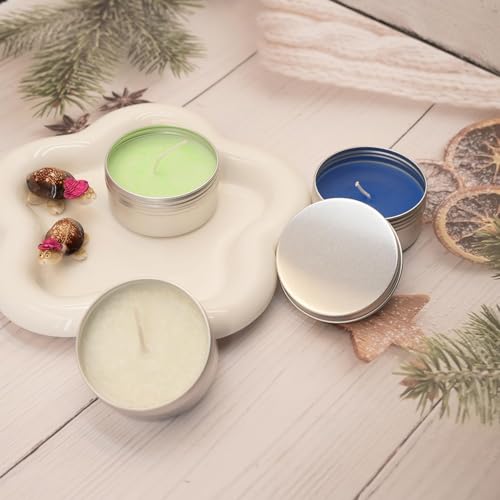 3 oz Tins with Lids, 40 Pack Aluminum Jars 3 oz Tin Salve Tins Refillable Containers With Screw Top and Labels for Salve,Candle,Spices or Balms(Silver)