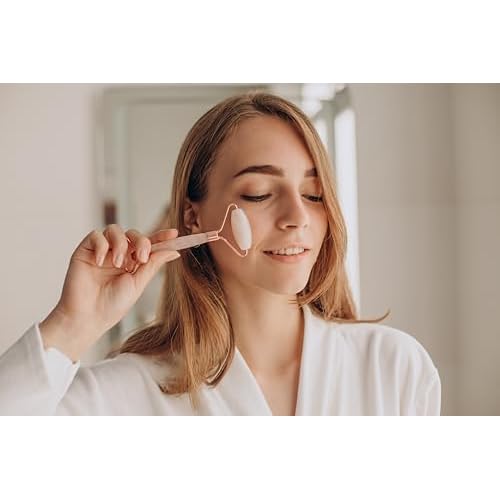 Yobee Face Roller Massager, Rose Quartz, Gua Sha Anti Aging Wrinkles Puffiness Acupressure Facial Skin Care Gift for Women