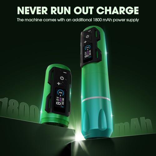 INKin Tattoo Machine Kit, CL4 Wireless Tattoo Pen 4.0mm Stroke Length with 2Pcs 1800mAh Battery Power Supply Brushless Motor Cordless Tattoo Gun for Artists and Beginners