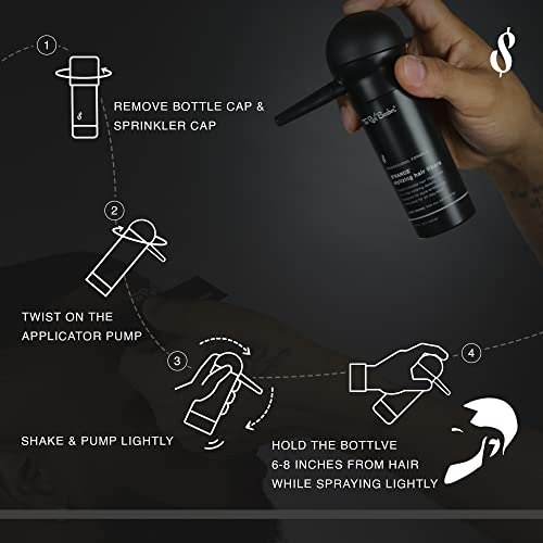 The Rich Barber N'Hance Pro Barber Kit I - Professional 3-in-1 Hair & Beard Styling Set - Keratin-Infused Hair Building Fibers, Applicator Pump, Application Card - Hairline Enhancer & Volumizing Spray