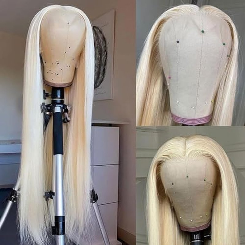 613 13x6 Lace Front Wig Human Hair Colored Blonde Wig Human Hair Pre Plucked With Baby Hair Straight Human Hair Wig For Women 22 Inch Lace Frontal Wig Glueless
