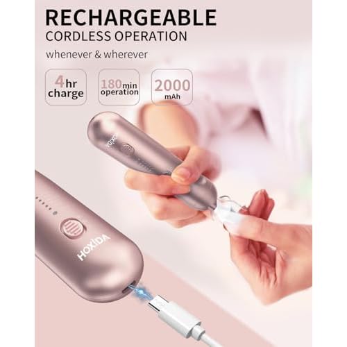 Manicure Pedicure Kit with Case, Professional Nail Grinder for Senior Thick Toenail, Cordless Electric Nail File, 5 Speeds Pedicure Tools for feet Callus Remover, Nail Drill for Women Hand Feet Care