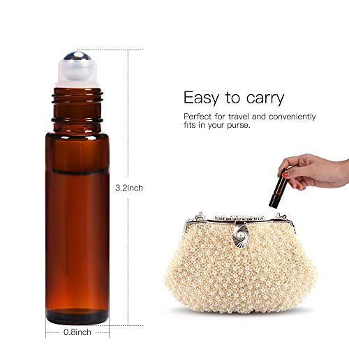 ULG 4/8/12-Pack Essential Oil Roller Bottles 10ml, Empty Bottles with Stainless Steel Roller Balls and Waterproof Labels, Roller Balls For Essential Oils
