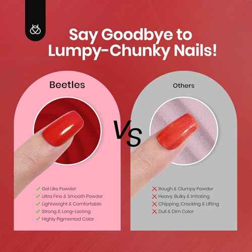 Beetles Christmas Dip Powder Nail Kit 6 Colors Red Glitter Dipping Powder No Need Nail Lamp Cured Manicure DIY Salon Gift for Girls Women