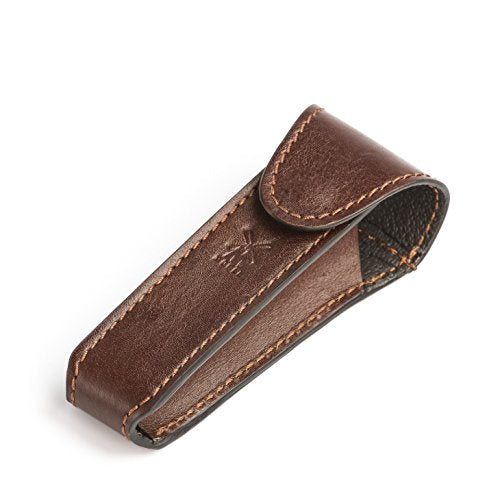 M?HLE Brown Leather Safety Razor Travel Pouch