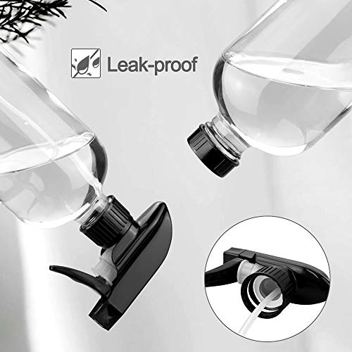 Glass Spray Bottles, 16oz Refillable Containers, Empty Boston Round Bottles with Labels & Adjustable Nozzle for Cleaning, Gardening, Aromatherapy, Pets, Plant, Hair -Clear (1 Pack)