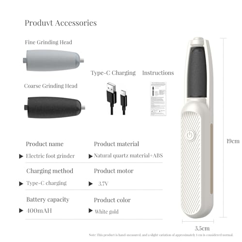 Electric Callus Remover for Feet, Rechargeable Waterproof Foot File with 2 Roller Heads, Cordless Pedicure Tool for Cracked Heels & Dead Skin