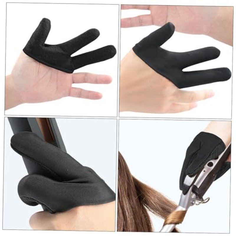 Heat Resistant Finger Gloves for Hair Styling 2-Piece Thick Thermal Gloves for Curling and Straightening for Salon Use