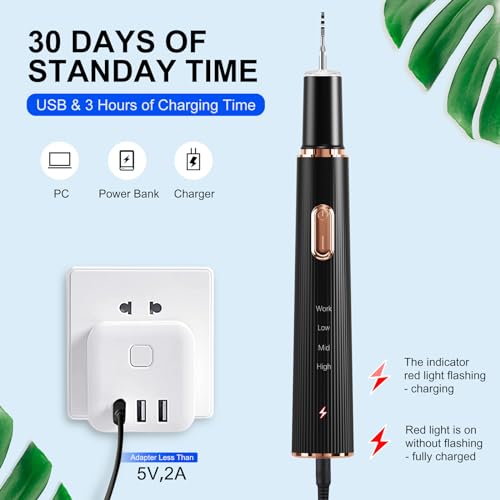 Plaque Remover for Teeth, Tartar Remover for Teeth Cleaning with 4 Replaceable Heads and 3 Adjustable Modes, Rechargeable Teeth Cleaning Plaque Remover for Home