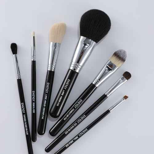 ENERGY Makeup Brush Set 7PCS Premium Synthetic Foundation Powder Bronzer Blush Contour Highlighter Eye Shadows Concealer Eyebrow Blending Makeup Brushes with Travel Case