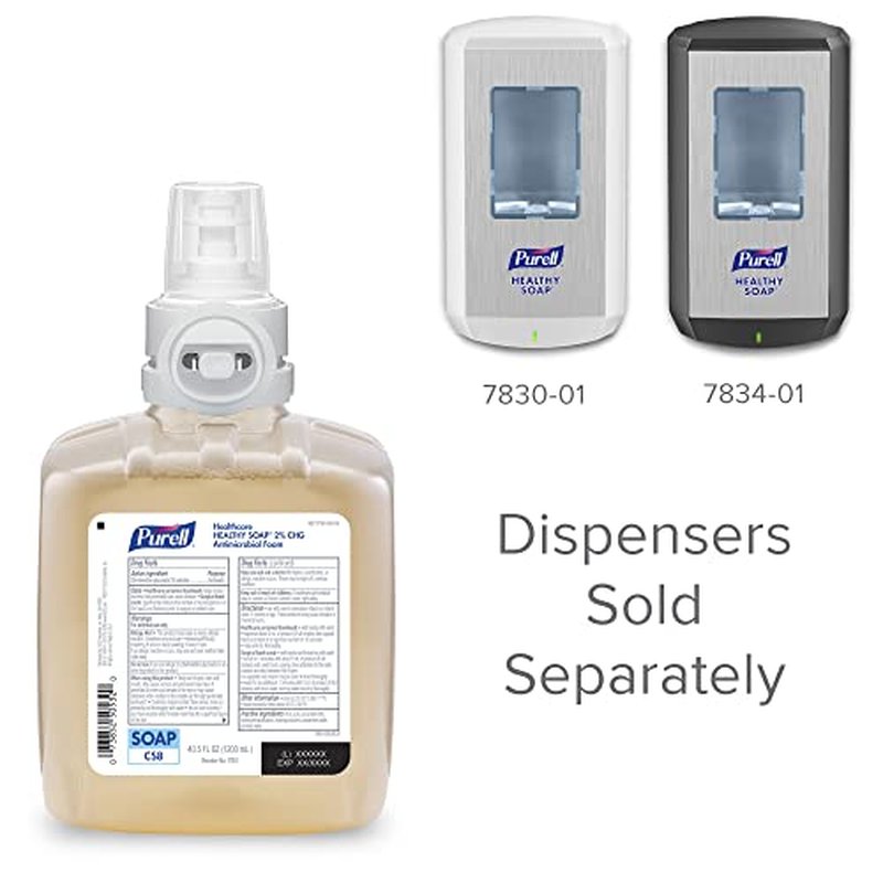 PURELL Foam Handwash 2% CHG Antimicrobial Foam, Fragrance Free, 1200 mL Foam Hand Soap Refill for PURELL CS8 Automatic Soap Dispenser (Pack of 2) ? 7881-02 - Manufactured by GOJO, Inc.