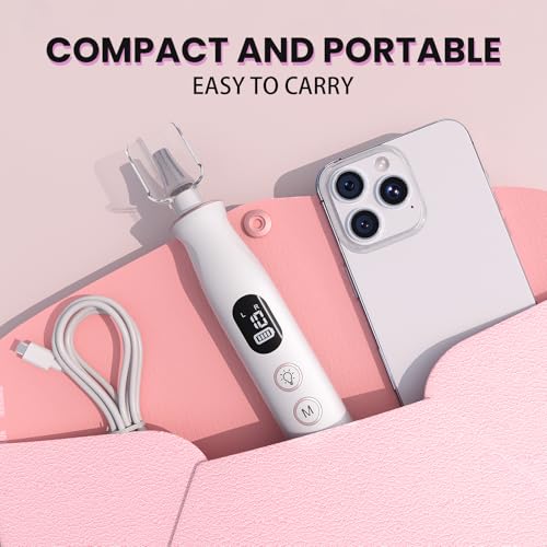 Electric Nail Drill, Cordless 2000 mAh Rechargeable Portable Nail File 12 in 1 Kit for Thick Toenails, 10 Speeds Nail Dril Machine Professional Manicure Pedicure for Hand Natural Nails Care (White)