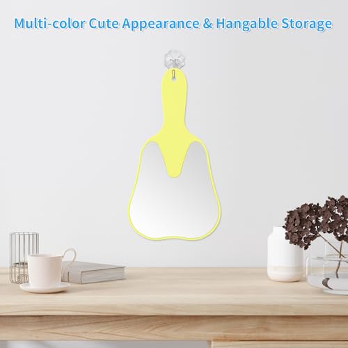 Annhua Handheld Mirrors with Handle Small Face Mirror, Tooth Shaped Hand Mirror Makeup, Used for Dentist Office, Clinic, Bathroom, Barber and Salon - White