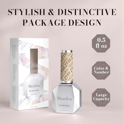 MelodySusie Sparkle Gold Gel Nail Polish,0.5fl oz Nails Soak Off UV LED Champagne Glitter Gel Polish Gift for Women Nail Art Manicure Salon DIY Nail Design Decoration at Home-z159-A2060
