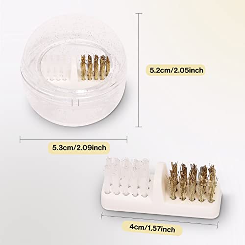 MelodySusie Nail Drill Bits Cleaner Brush Case Accessories with Clear Cover for Cleaning Tungsten Carbide Ceramic Nail Drill Bits Cuticle, Steel Wire & Nylon Double Brush - White