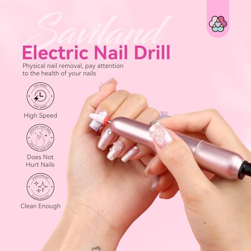 SAVILAND Electric Nail Drill: 2025 Electric Nail File Rose Efile Nail Drill Professional Manicure with 6PCS Nail Drill Bits Portable Nail File & Salon Use Manicure Pedicure at Home