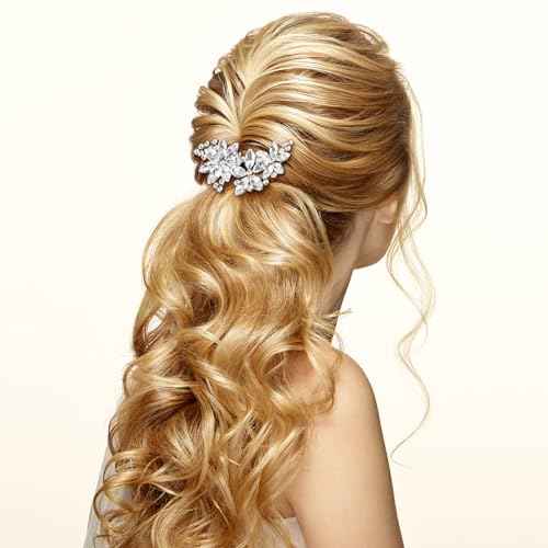 PAGOW Silver 8 Pcs Crystal Flower Hair Clips, Wedding Hair Accessories for Brides Women Girls, Rhinestone Flower Headpiece