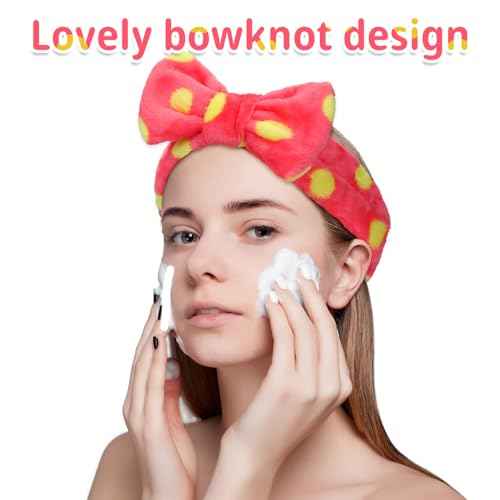 Riceshoot 24 Pcs Spa Headband Bow Hair Band for Washing Face Women Skincare Elastic Makeup Headband Coral Fleece Face Wash Facial Head Wraps Hair lace for Cosmetic Shower