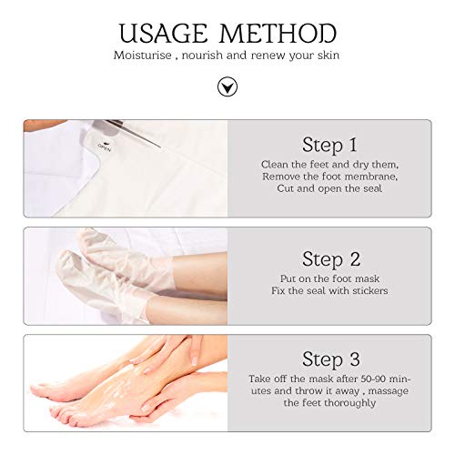 Foot Mask for Dry Cracked Feet, 3 Pairs Feet Peeling Mask, Foot Masks That Remove dead Skin, Callus Remover, Dry, Cracked Skin, Intensely Moisturizes Repairs, Spa Experience, Natural Exfoliator