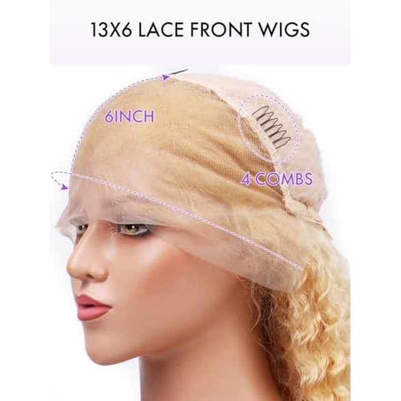 613 13x6 Lace Front Wig Human Hair 20 Inch Blonde Wig Human Hair 613 Deep Wave HD Lace Front Wigs 200% Density Pre Plucked With Baby Hair for Women