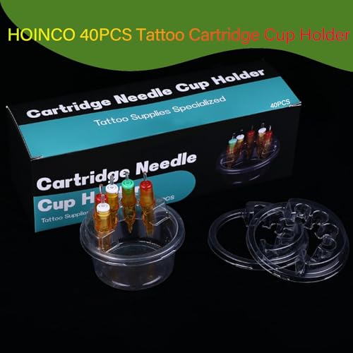 HOINCO 40PCS Hive Cups Disposable Tattoo Cartridge Cup Holder,Tattoo One Piece Needle Placement Rack Cleaning Cup Transparent Plastic Cartridge Supplies