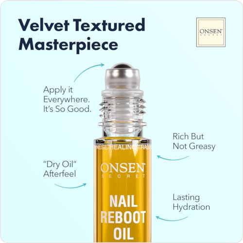 Onsen Secret Nail & Cuticle Repair Oil (10ml) - Dry Oil Formula - Japanese Tsubaki, Tea Tree & Jojoba - Strengthens Nails, Repairs Cuticles, Hydrates Skin & Hair - Natural & Vegan
