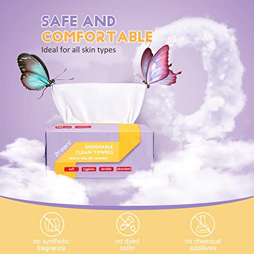 600 Count Disposable Face Towels Ultra Soft Hand Washcloth Lint-Free Dry Wipes Biodegradable Facial Cleansing Towelettes (100 Count 6 Pack)