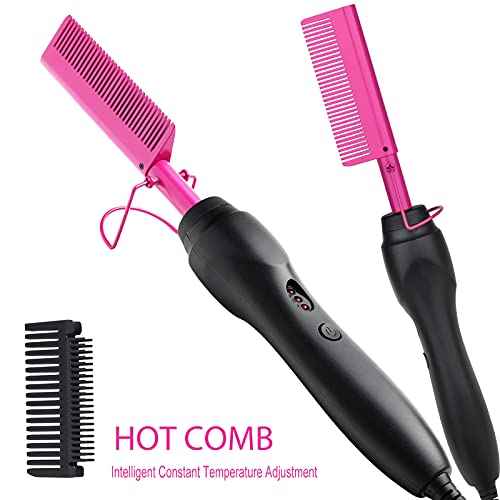 Hot Comb Anti-Scald Ceramic Heated Hair Styling Tool - Straightener, Curler, Travel-Friendly Beard Pressing Comb