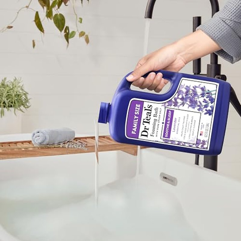 Dr Teal's Foaming Bath with Pure Epsom Salt, Soothe & Sleep with Lavender, 62.5 fl oz