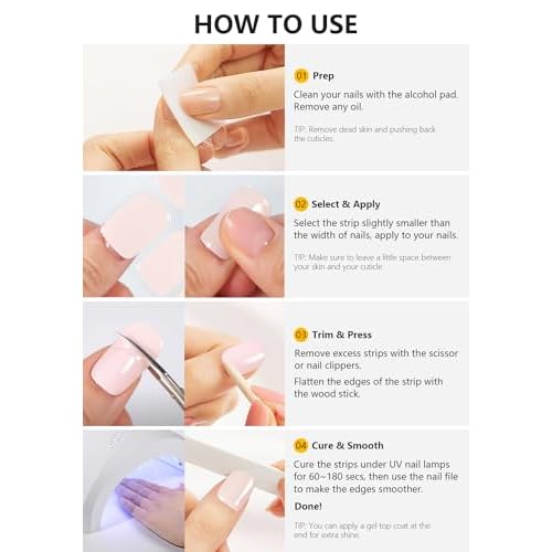 Semi Cured Gel Nail Strips (Burgundy Red), 20 Pcs Gel Nail Wraps, Stickers, UV Light Required, Salon Quality, Long Lasting