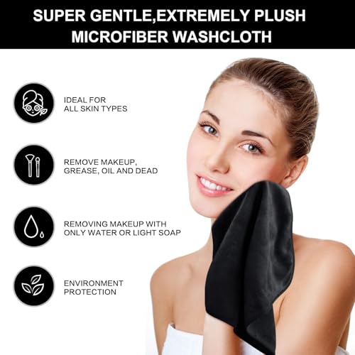 SINLAND Microfiber Facial Cloths Fast Drying Washcloth 12inch x 12inch Absorbent Face Wash Cloth Soft Makeup Remover Cloths