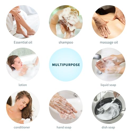 Empty Plastic Pump Bottles Dispenser 2 Pack Clear Refillable Pump Bottle for Shampoo, Liquid Soap, Massage Oil