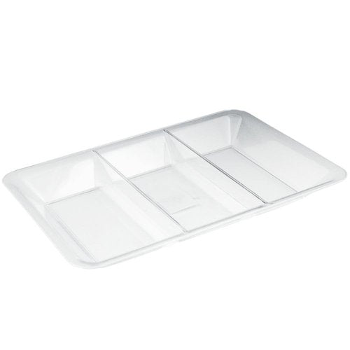 Elegant Clear Sovereign Sectional Plastic Tray, 9.5" x 14" (1 Pc) - Durable, Reusable and Sophisticated Design, Perfect for Serving, Entertaining & Display