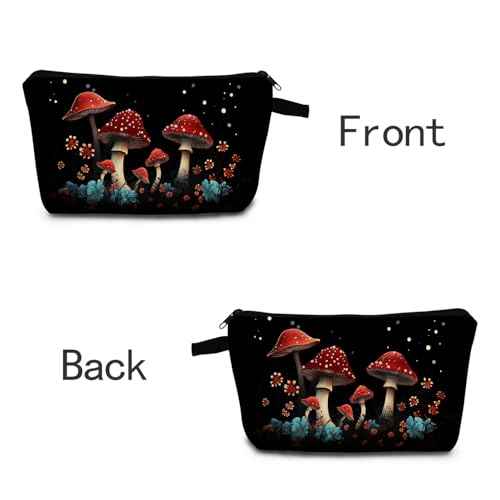 Mushrooms Makeup Bag for Women Travel Cosmetic Organizer Bag Teacher Appreciation Gifts Small Zipper Toiletry Bag