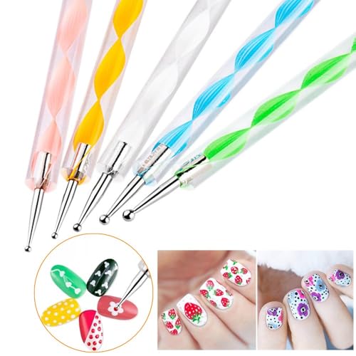 21Pcs Nail Art Design Tool Kits - 1 Resin Nail Art Palette, 5 Nail Art Dotting Pens, 15 Nail Art Brushes, Nail Polish Mixing Palette Double-Ended Dotting Pen Nail Liner Nail Drawing Brushes