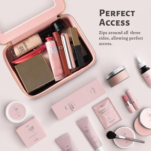 Aveniee Clear Makeup Bag Organizer, Travel Toiletry Bag for Women, Waterproof Cosmetic Pouch with Zippers,Car Accessories Organizers and Storage Case,Pink