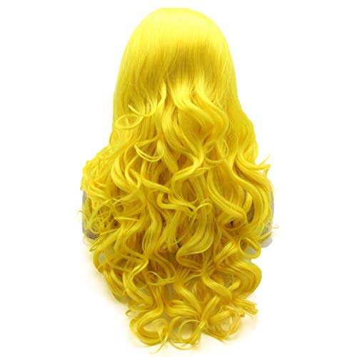Lushy Wavy Long 26inch Golden Wig Heavy Density Heat Resistant Realistic Synthetic Lace Front Wig