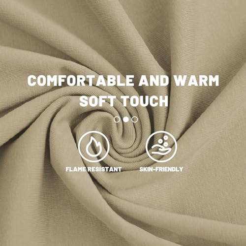 LANLFY 2PACK FR Face Mask for Men Balaclava Welding Hood 100% Cotton Full Head Cover HRC2 Neck Protector (Black-1pack & Khaki-1pack)