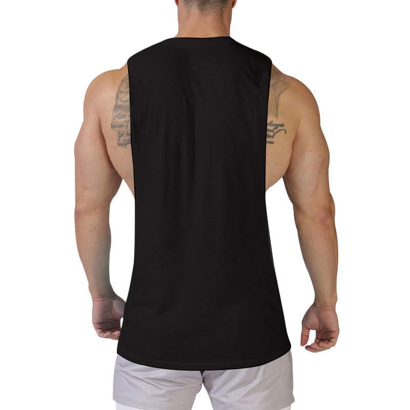 CUIFUTANG Men's 3 Pack Workout Tank Top Beast Gym Fitness Muscle Tee Cut Open Sides Sleeveless T-Shirt - BK+WT+GY-XL