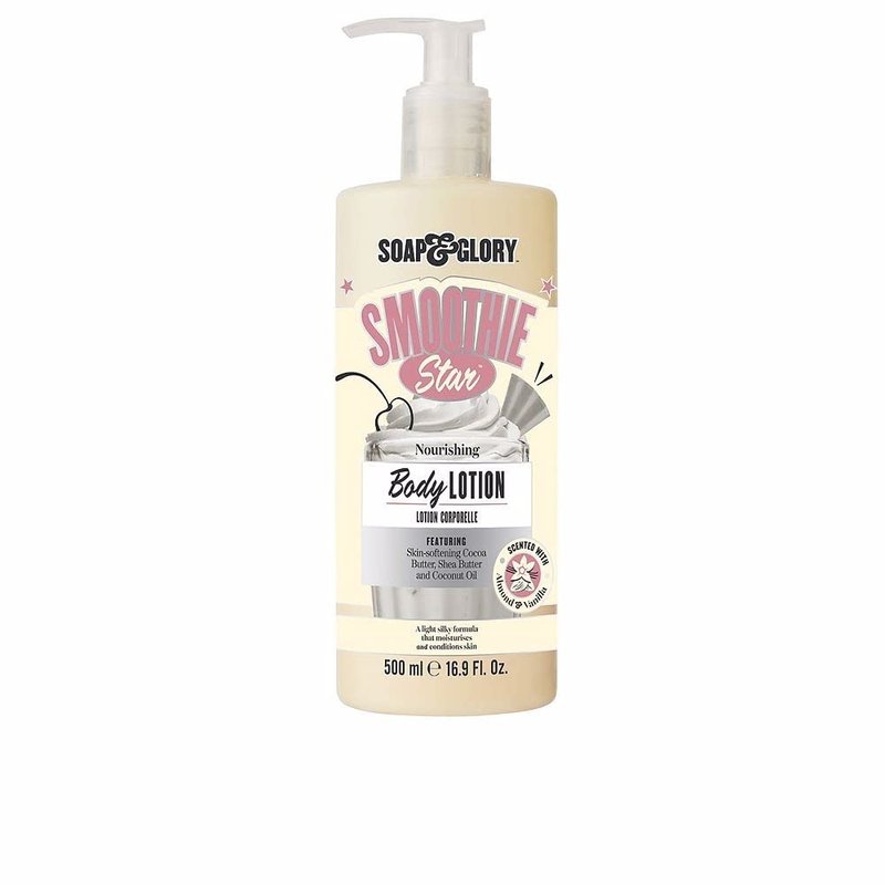 Soap & Glory Smoothie Star Body Lotion for Women - Deep Moisture Body Moisturizer with Shea & Cocoa Butter, and Coconut Oil - Almond & Vanilla Scented (16.9 fl oz)