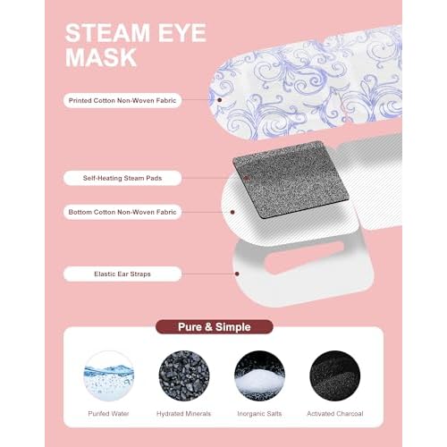 Steam Eye Masks Disposable Lavender 24 Pack, 45+ Min Self Heating Eye Mask for Dry Eyes Dark Circles Puffy for Sleep Travel Office, Warming Rest Eye Mask Best Gifts for Women and Loved Ones