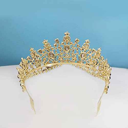 Gold Tiaras Crystal Wedding Bridal Crown for Women Baroque Queen Crown with Comb