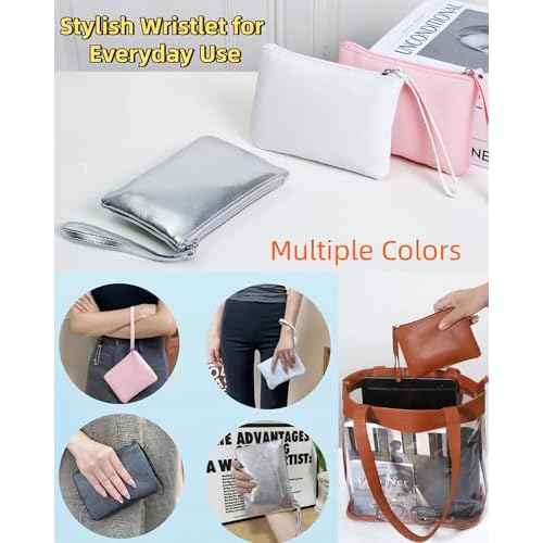 2 Pack Small Zipper Pouch Mini Makeup Bag for Purse Lipstick Cosmetic Travel Make Up Organizer for Women Essentials, Car Change Coin Holder 4.5 x 6.5 Clutch Stadium Approved Wristlet, Black