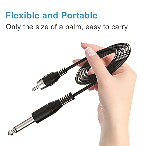 Ancable 6-Feet Tattoo Clip Cord, 6.35mm to RCA Connector Silicone Clip Cable, Suitable for Tattoo Pen & Rotary Machine, Black