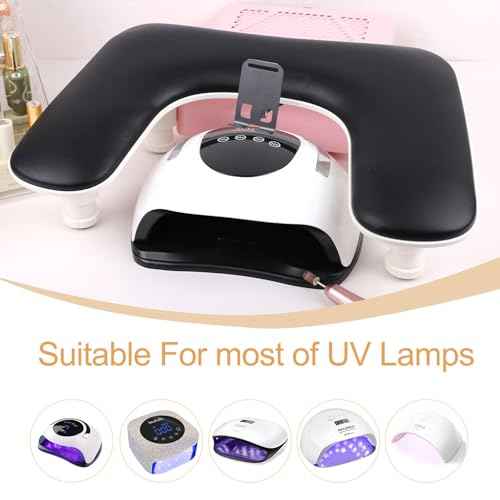 Arm Rest for Nails Tech with Adjustable Base,U shaped Comfortable Manicure Nail Hand Rest Stand Pillow Cushion for Acrylic Nail Art Tech(Black)