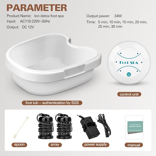 Ionic Foot Bath Detox Machine - Suitable for Home Use, Home Salon-Level Spa Detox Machine, Healthy Detoxification, with Foot Bath, Array * 2, Liner