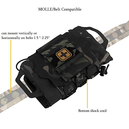 Tactical Military Pouch MOLLE Rapid First-aid Belt Pouch Survival Two-Piece System Med Roll Carrier Hypalon Handle Bag